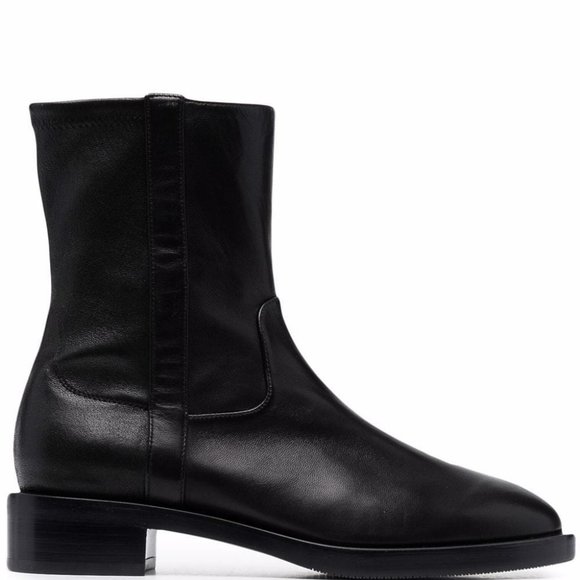 STUART WEITZMAN Sadie ankle boots BLACK LEATHER STACKED 9.5...